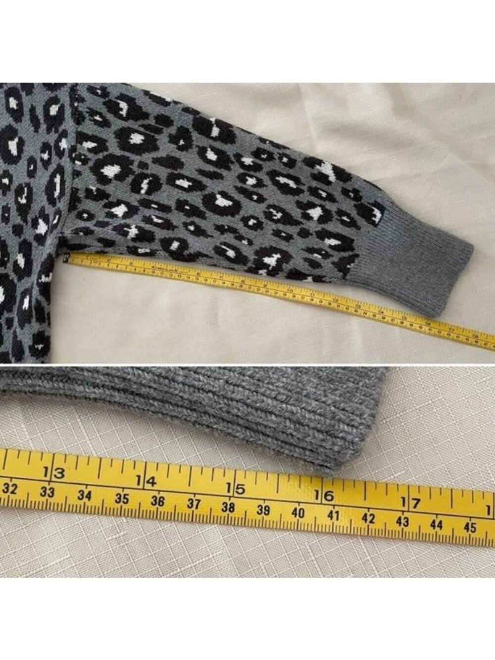 Lucky Brand Sweater Size 2X Gray Leopard Print Crew Neck Soft Knit Pullover - Picture 7 of 7